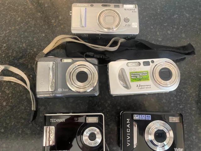 5 X Digital Cameras Job Lot Faulty Spares Repairs Bundle Sony Fuji Finepix