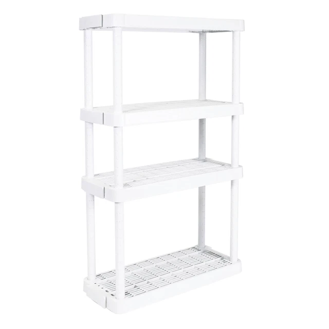 Gracious Living 4 Tier Light Duty Indoor/Garage Storage Shelf, White (Open Box)