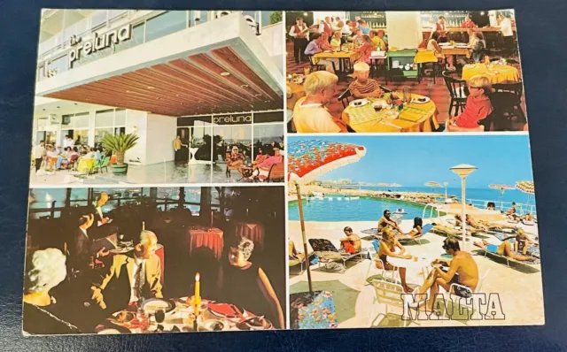Malta Preluna Hotel Sliema Penthouse Night Club Vintage Postcard 2