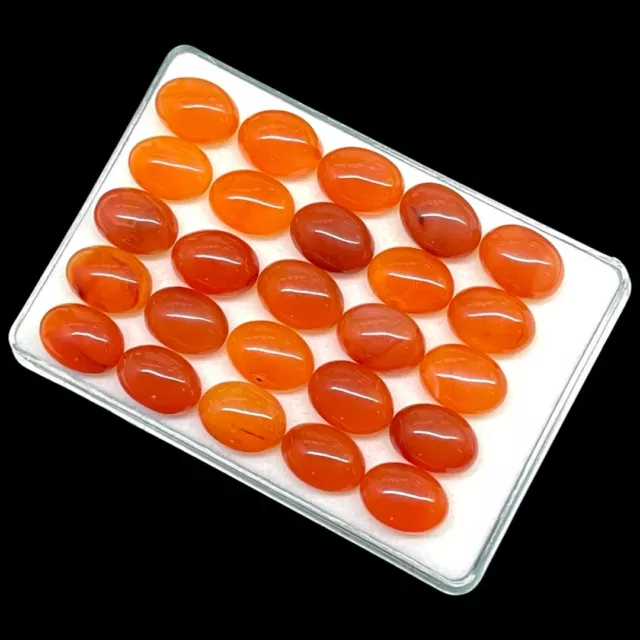 15 Pcs Natural Carnelian 10x14mm Oval Beautiful Orange Loose Cabochon Gemstones