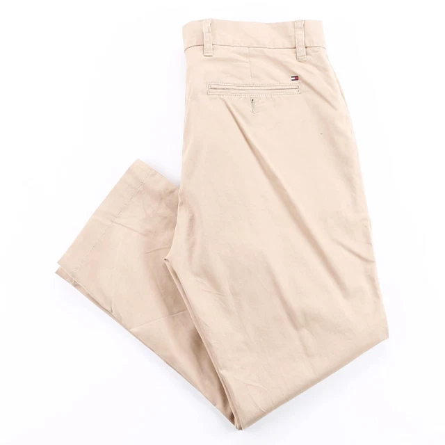 Pantaloni dritti regolari vintage TOMMY HILFIGER beige cotone da uomo W32 L26
