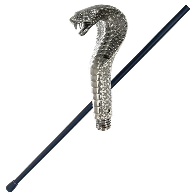 WALKING VENOMOUS COBRA Snake Head Cane Staff Mobility Stick Rubber Foot