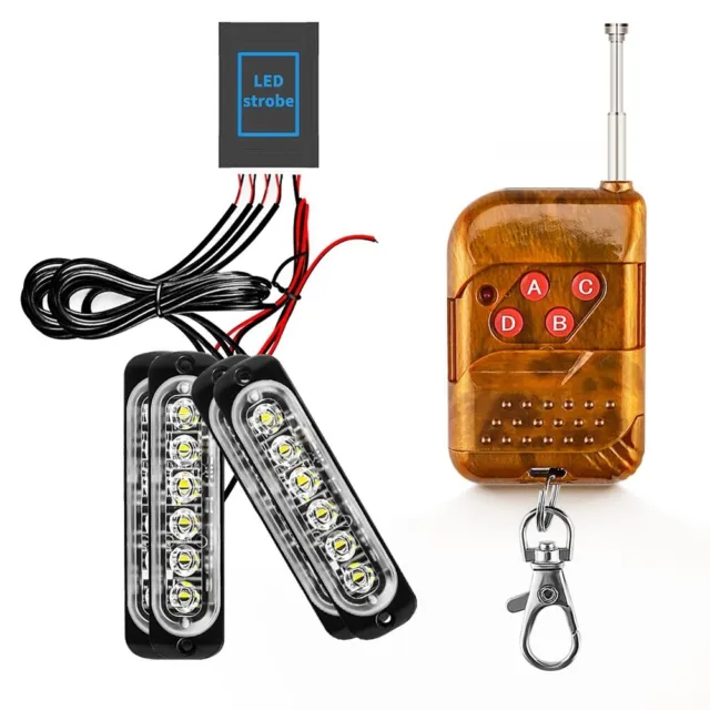 24 LED Wireless Amber Flashing Grill Lights Bar Warning Recovery Breakdown Kit