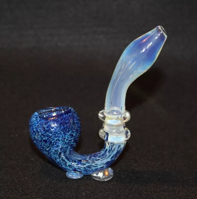 4 1/2" BLUE LEOPARD Sherlock Tobacco Smoking Glass Pipe THICK Glass pipes