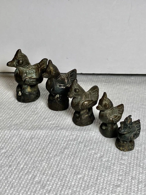 Antique Vintage Burmese  Burma Set Five Bronze Opium Weights Hintha Bird