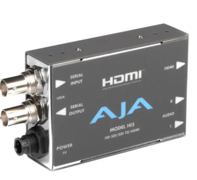 AJA HI5 HD-SDI/SDI to HDMI Mini Video / Audio Converter w/ Power Supply
