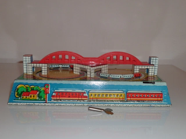 Circuit De Train Mécanique GEM – Années 50 – Jouet Ancien à Clé