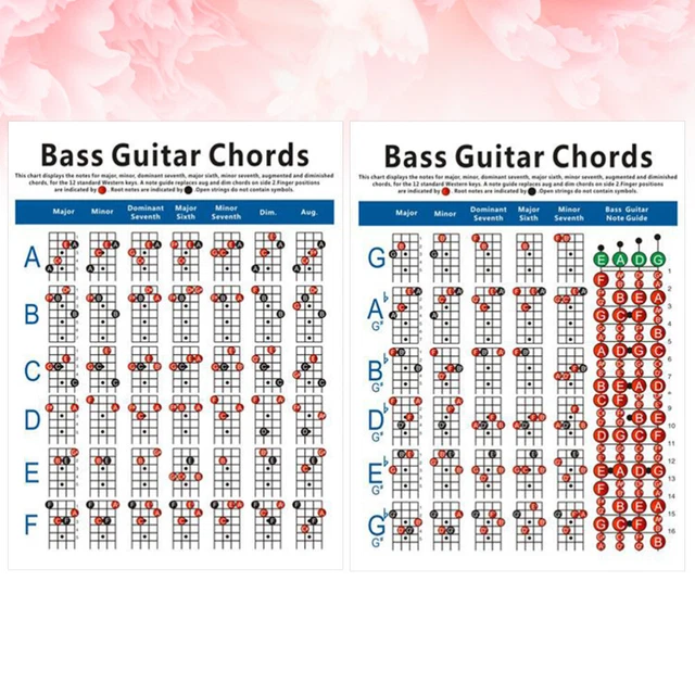 BASS CHORD CHART Fingering Diagram Chord Chart for Exercise Bass £5.93 ...