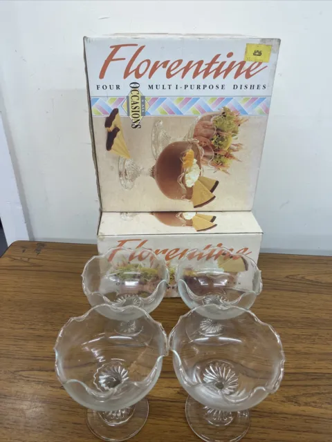 2 Boxes of 4 Multi Purpose Occasion Demaglass FLORENTINE DISHES - For Desserts