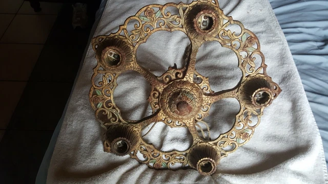 Antique Victorian Cast Iron Chandelier