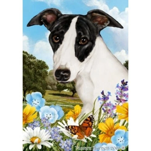 Summer House Flag - Black and White Whippet 18062