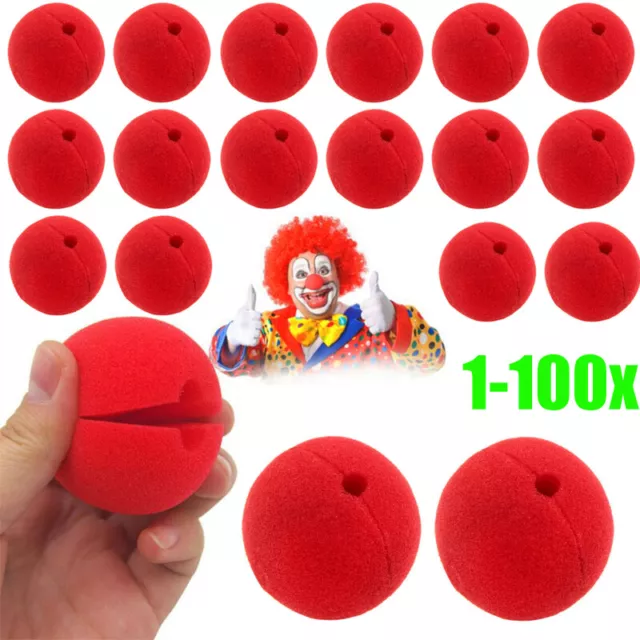 1-100x rote Clowns Nasen Clownsnase Nase Clown Zirkus Schaumstoff Karneval Ø5cm