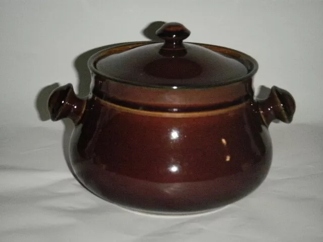 New Pretty Brown Crock Pot Oven Proof Stone Ware Look At The Handles Knobs Wow