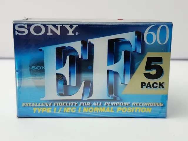 5 Pack - Sony EF 60 Normal Position Type I Blank Audio Cassettes
