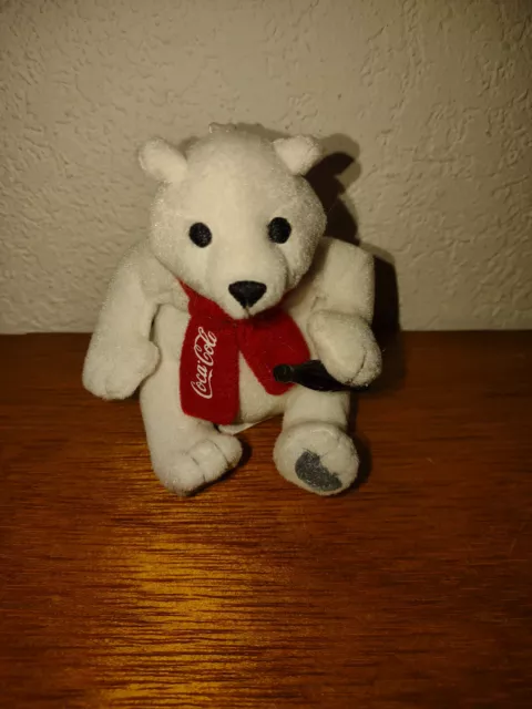 Coca Cola Vintage Polar Bear Mini Plush 4” Red Scarf Bottle McDonalds