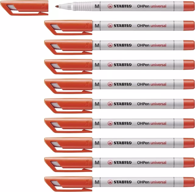 Folienstift STABILO OHPen universal wasserlöslich medium 10er Pack rot 853/40