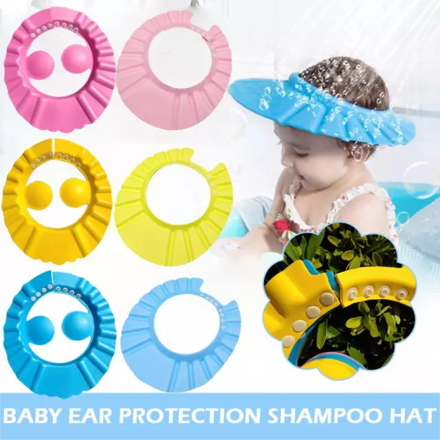 Adjustable Kids Baby Shampoo Bath Bathing Cap Hat Wash Hair Shield: