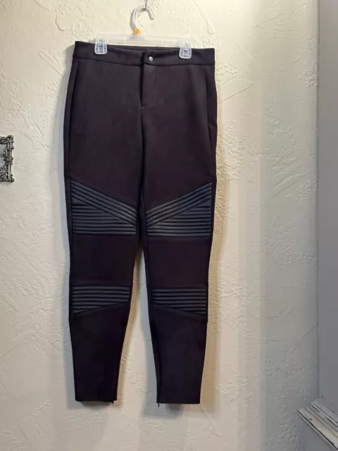 Zara brown suede skinny Pants S BasicCollection Raw Hem Zipper Ankles