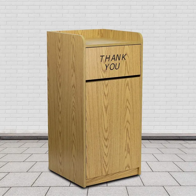 Commercial Trash Can Restaurant Receptacle Garbage Trap Top Oak  Finish New
