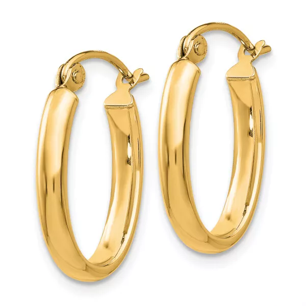 10K Yellow Gold 2.75mm Oval Tube Hoop Earrings