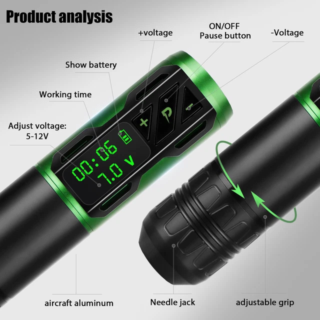 Nueva Máquina de Tatuaje Inalámbrica Máquina Rotativa Motor Sin Núcleo Fuente de Alimentación LCD 4 Colores