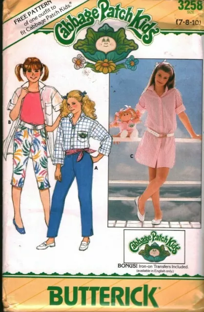 3258 UNCUT Vintage Butterick SEWING Pattern Girls Pants Dress Cabbage Patch OOP