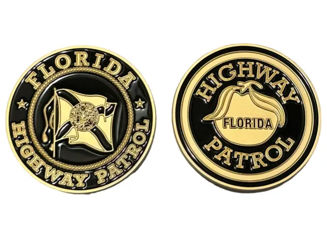 Florida Highway Patrol Gold Black Door Seal Shoulder Patch Challenge Coin FHP