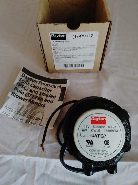 Dayton 1/70 HP, HVAC Motor, Shaded Pole, 1550 Nameplate RPM, 115 Voltage, Frame 3.3