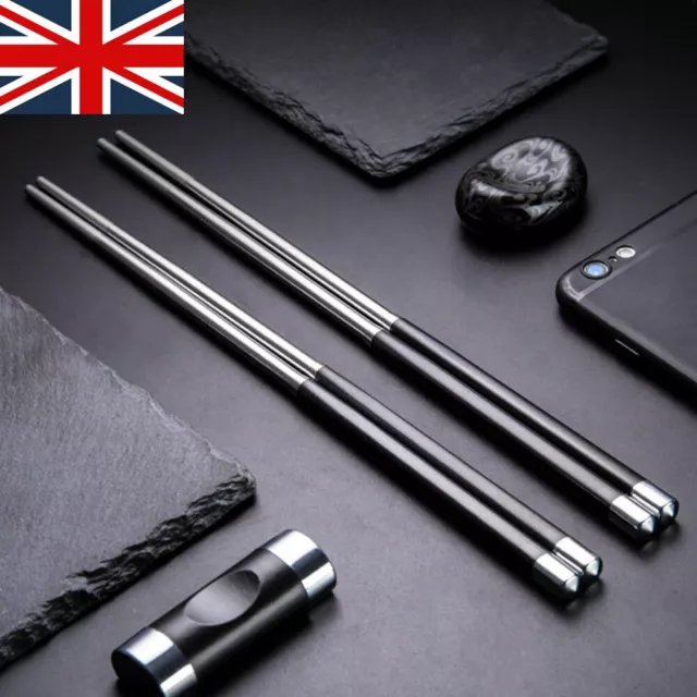 Reusable Chopsticks Metal Korean Chinese Stainless Steel Chop Sticks [1Pair] UK
