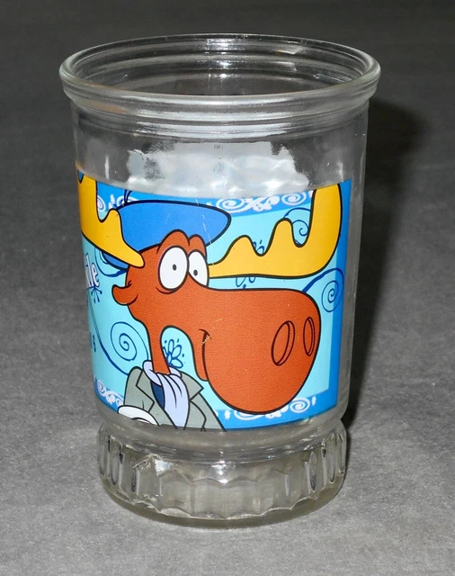 Vintage Bama Glass Jar Rocky & Bullwinkle Glass #1