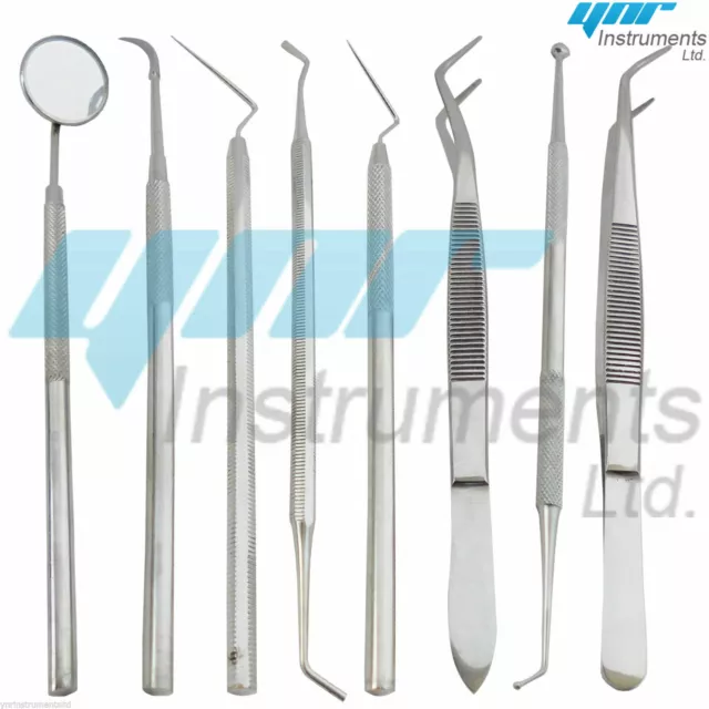 New 8Pc Stainless Steel Dentist Dental Pick Probe Teeth Clean Hygiene Tool Kit
