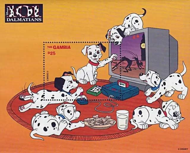 DISNEY = GAMBIA / 101 DALMATIANS S/s #3 MNH DOGS, COMPUTER GAMES (too expensive?