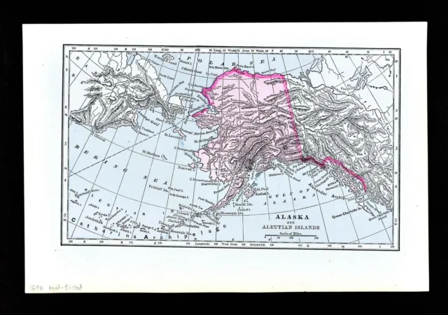 1896 Johnson Map - Alaska & Aleutian Islands - Sitka Yukon River Kodiac Island