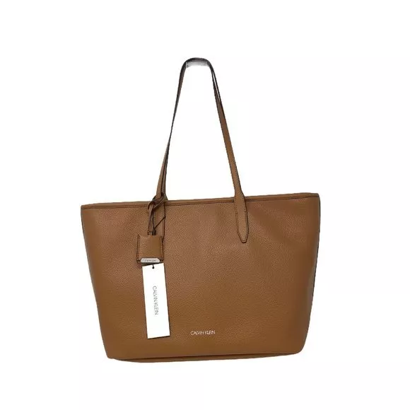 Calvin Klein Pebble Mid Tote Medium Bag Caramel Brown Women's Handbag H0DAZGD2 2