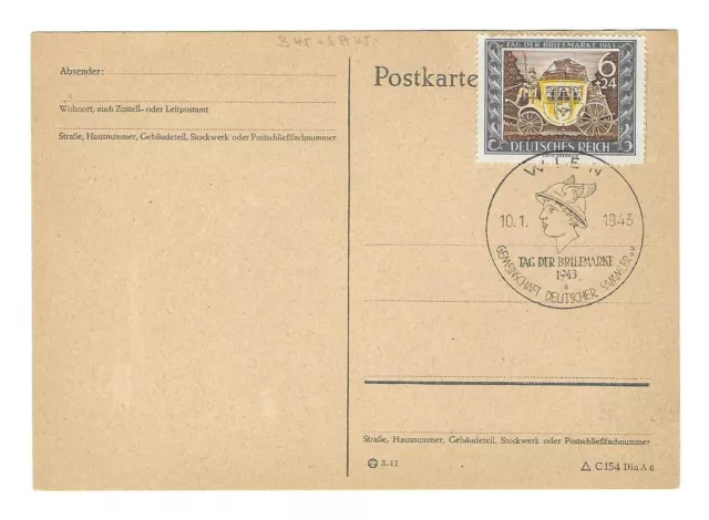 Deutsches Reich Mi 828 Erstagsstempel Wien FDC *Tag der Briefmarke 1943*