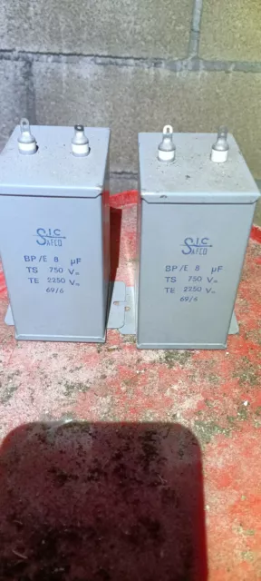 2x 8uF 750V capacitor in bath oil from same lot SIC SAFCO Western electric