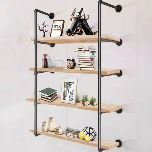 VEVOR 4Tier Industrial Wall Mount DIY Pipe Shelf Bookshelf Storage Shelf Bracket