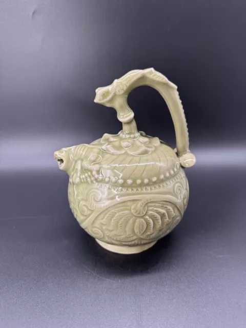 Chinese Northern Song Yaozhou Celadon Incised Reverse Flow Teapot Reproduction