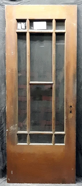 32"x80" Antique Vintage Old SOLID Wood Wooden Interior Entry Door Windows Glass