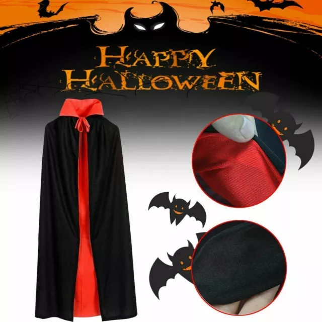 Halloween Vampire Cape Kids/Adult Black Red Dracula Cloak Fancy Dress Costume