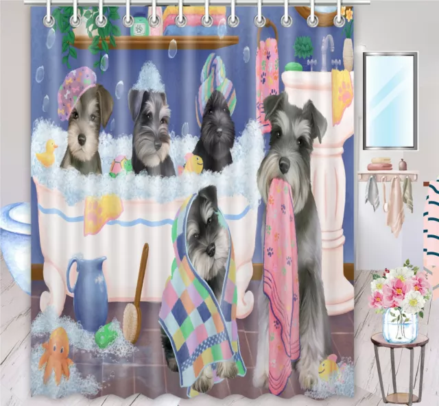 Halloween Schnauzer Dog Shower Curtain Bathtub Screens Personalized Hooks