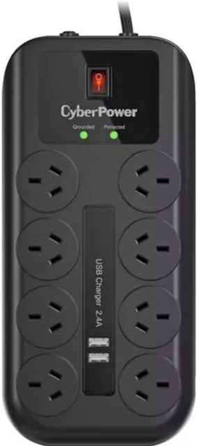 CyberPower 8 Outlet Way Surge Protector Power Board USB Charging iPhone Charger