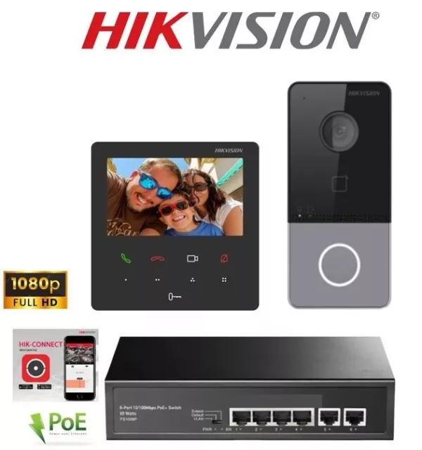 Kit videocitofono familiare Hikvision IP PoE Intercom Villa Monitor 4,3 SMART