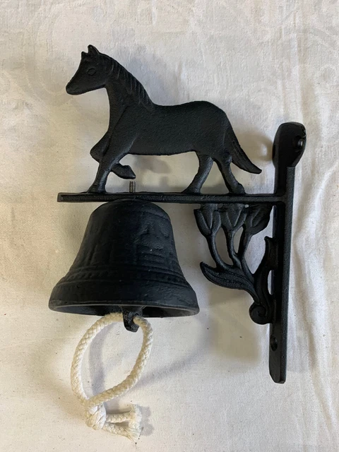 Cast Iron Horse Dinner Door Bell Wall Mounted Rustic Western Decor 7 1/4"