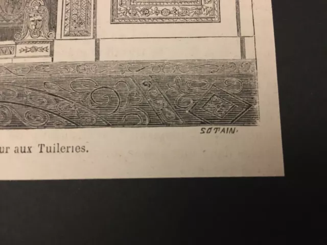 Cheminée du cabinet de l'Empereur aux Tuileries - Gravure sur plaque de bois 3