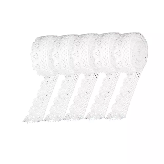 5 ROLLS MANUAL Ribbon White Lace Mesh Trim Gift Packing Child Applique ...