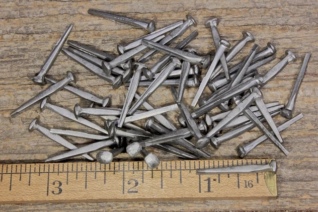 1” Square NAILS 50 quantity round small domed head brads vintage antique rustic