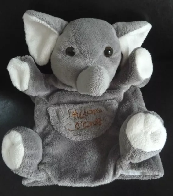 *. Doudou Plat Marionnette Histoire D'ours Elephant Gris Blanc Poche Excell.etat