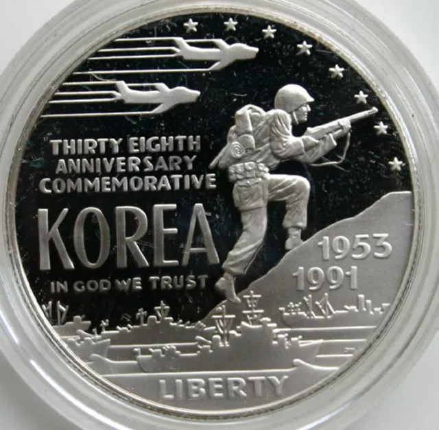 1991 P US Mint Proof Korean War Commemorative Korea Silver Dollar Coin ONLY