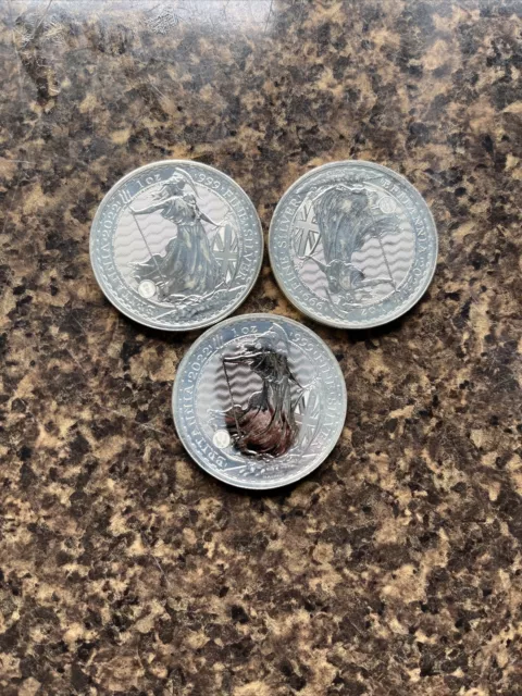 3x Silver Britannia Coins 2022